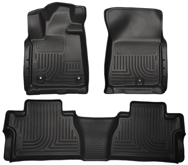 Husky Liners 2014 Toyota Tundra Double Cab Pickup WeatherBeater Black Front & 2nd Seat Floor Liners