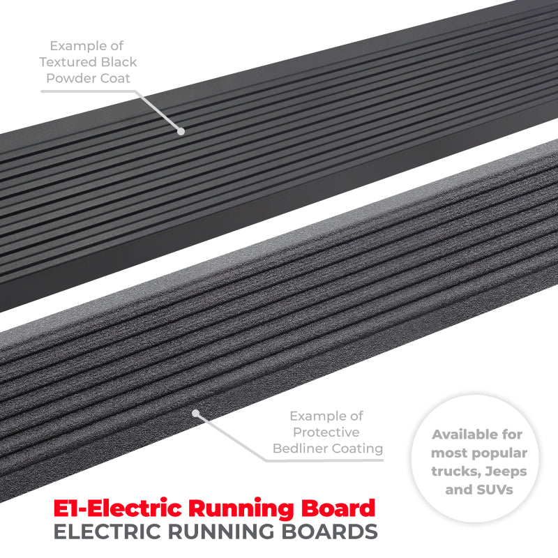 Go Rhino 22-23 Toyota Tundra CrewMax Cab 4dr E-BOARD E1 Electric Running Board Kit - Bedliner Coatng